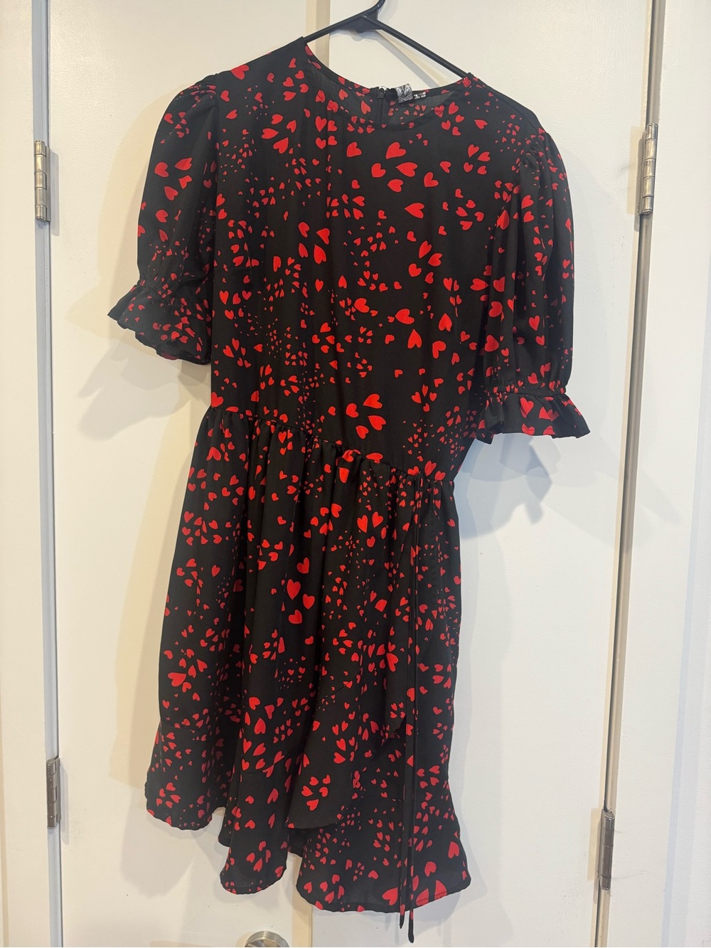 ASOS Black Mini Dress with Red Heart Print: Size 8